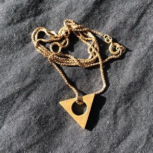 Gold-Filled 1970s-Style Box Chain w Thick Brass Triangle Pendant
